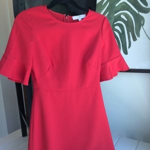 LOFT Red Flutter Sleeve Dress (Size 2)